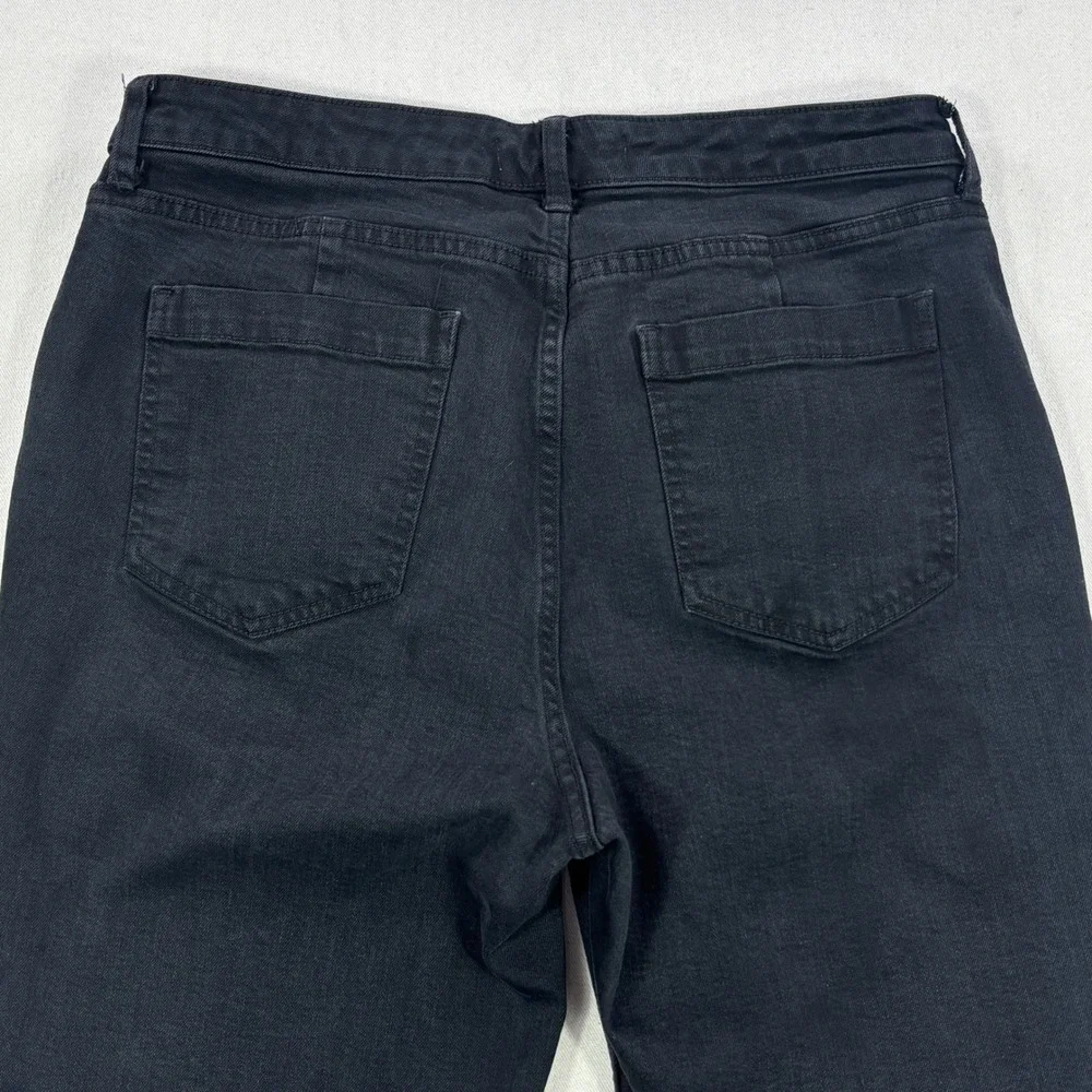 We The Free Free People CRVY High Rise Straight Jeans Washed Black Raw Hem 31